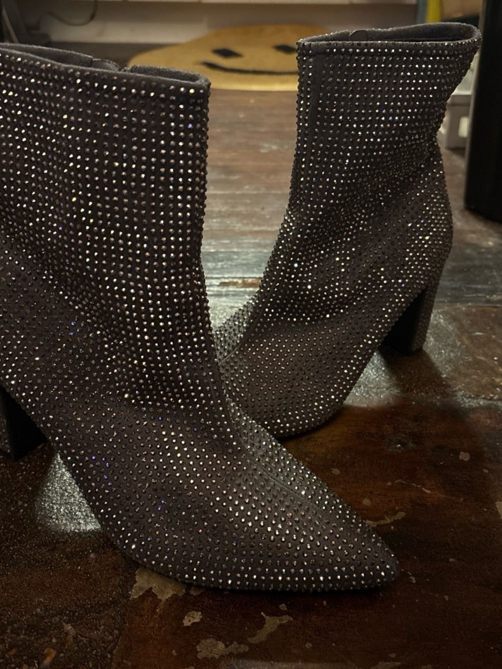 Women's Sparkle Pointed-Toe Ankle Boots - Black